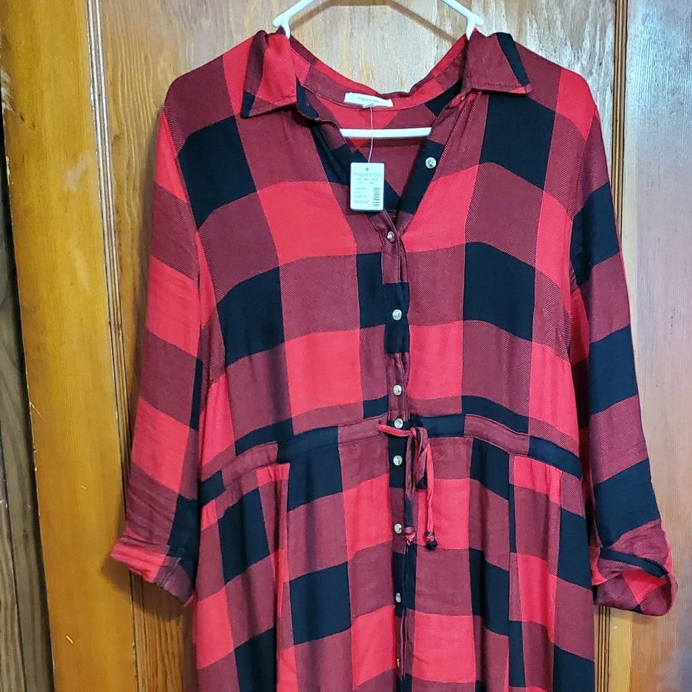 Maurices red buffalo plaid dress medium